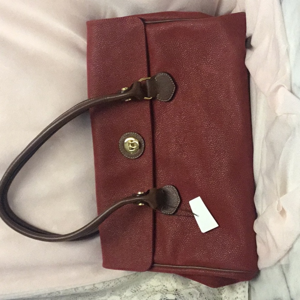 Bric’s Red Suede Leather-Trimmed Handle Bag